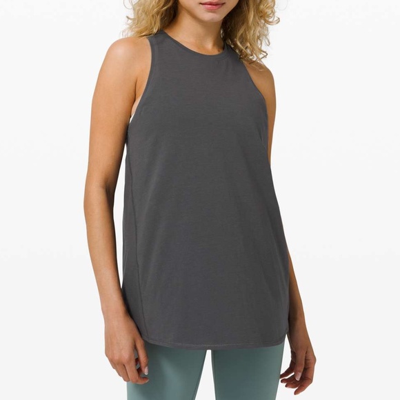 Lululemon All Tied Up Tank Split Back Heck Neck Tank Top Graphite Grey - Picture 2 of 12